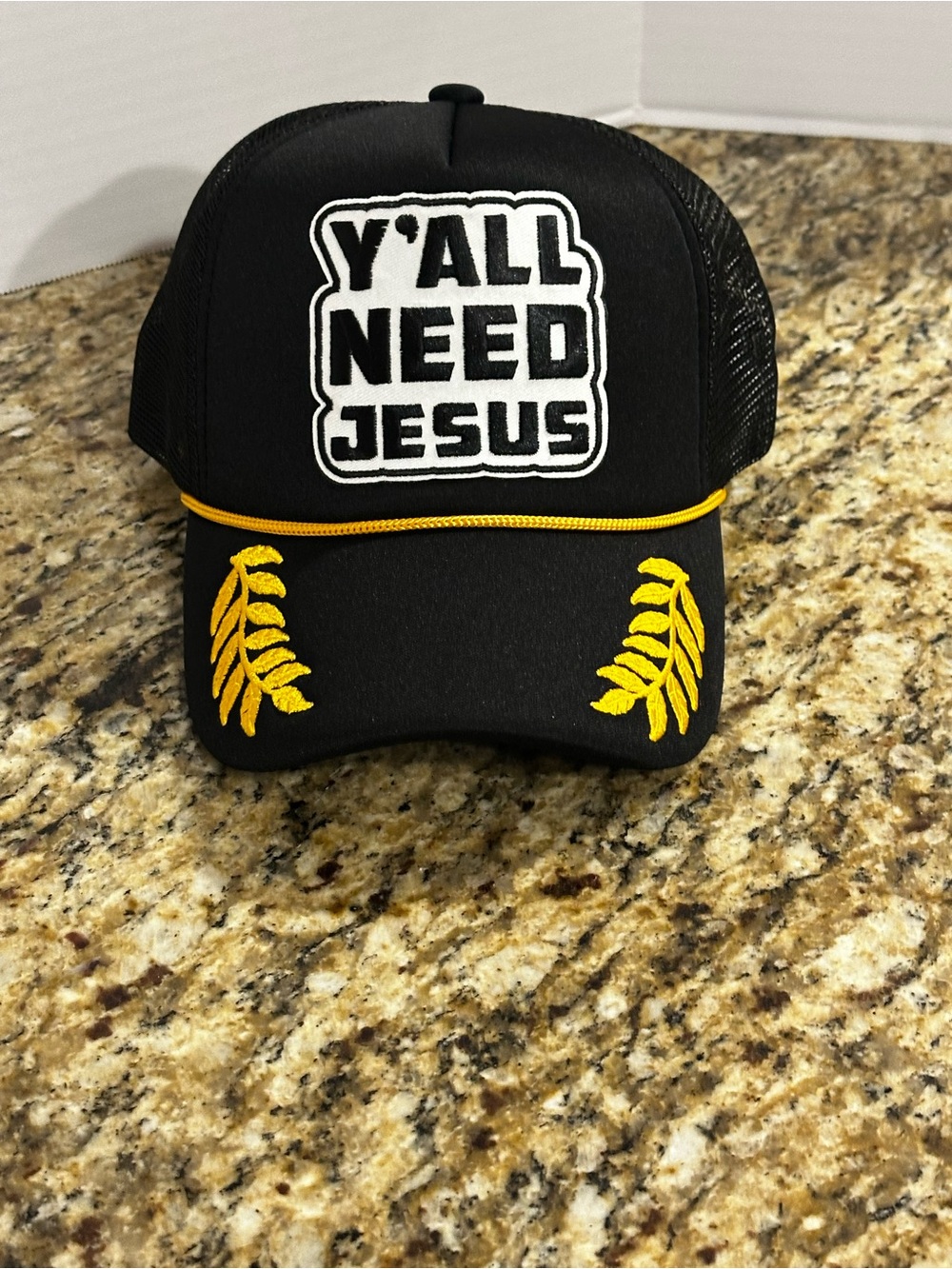 Black 'Y'All Need Jesus' Embroidered Trucker Hat